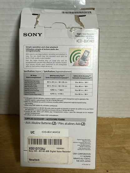 Sony Digital Voice Recorder (ICD-BX140)